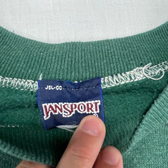 VTG Michigan State University Spartans Jansport Sweatshirt size L Green Raglan - Picture 3 of 8